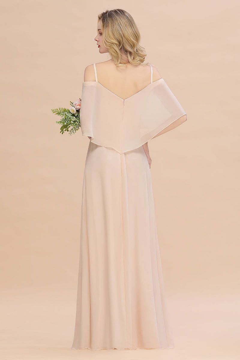 A-Line/Princess Spaghetti Straps Long Wedding Party Dresses with Split Side