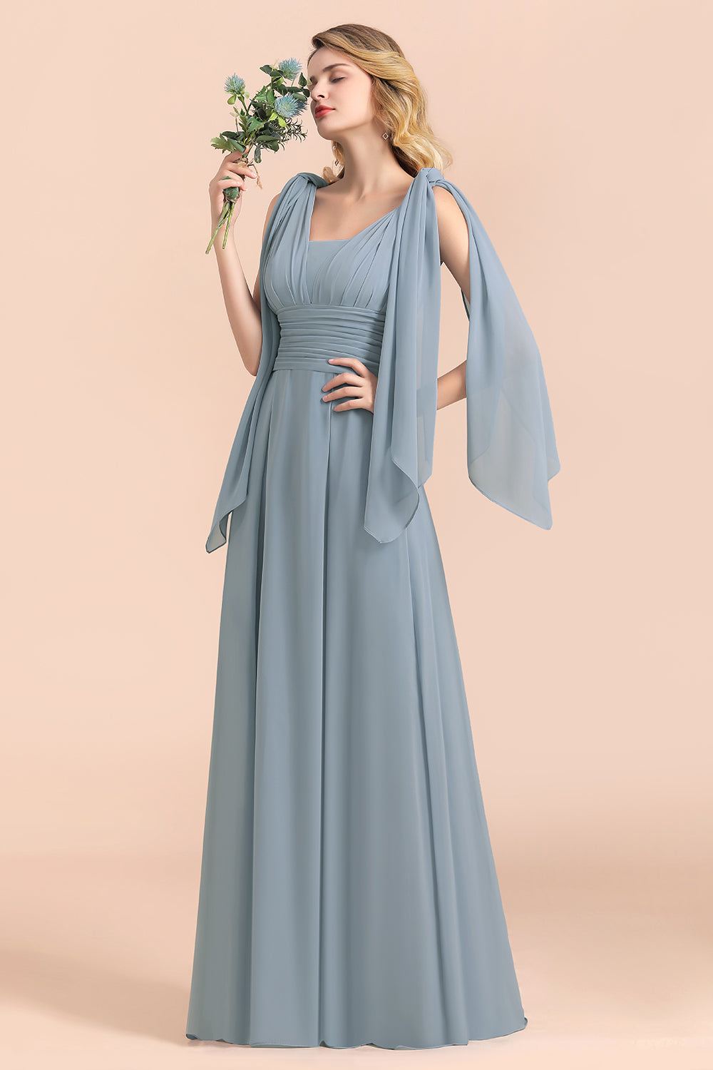 white christmas dresses Two Piece Deep V Neck Slit Grey Satin Prom Dresss with Beading PG526 US10 / Grey main image 1