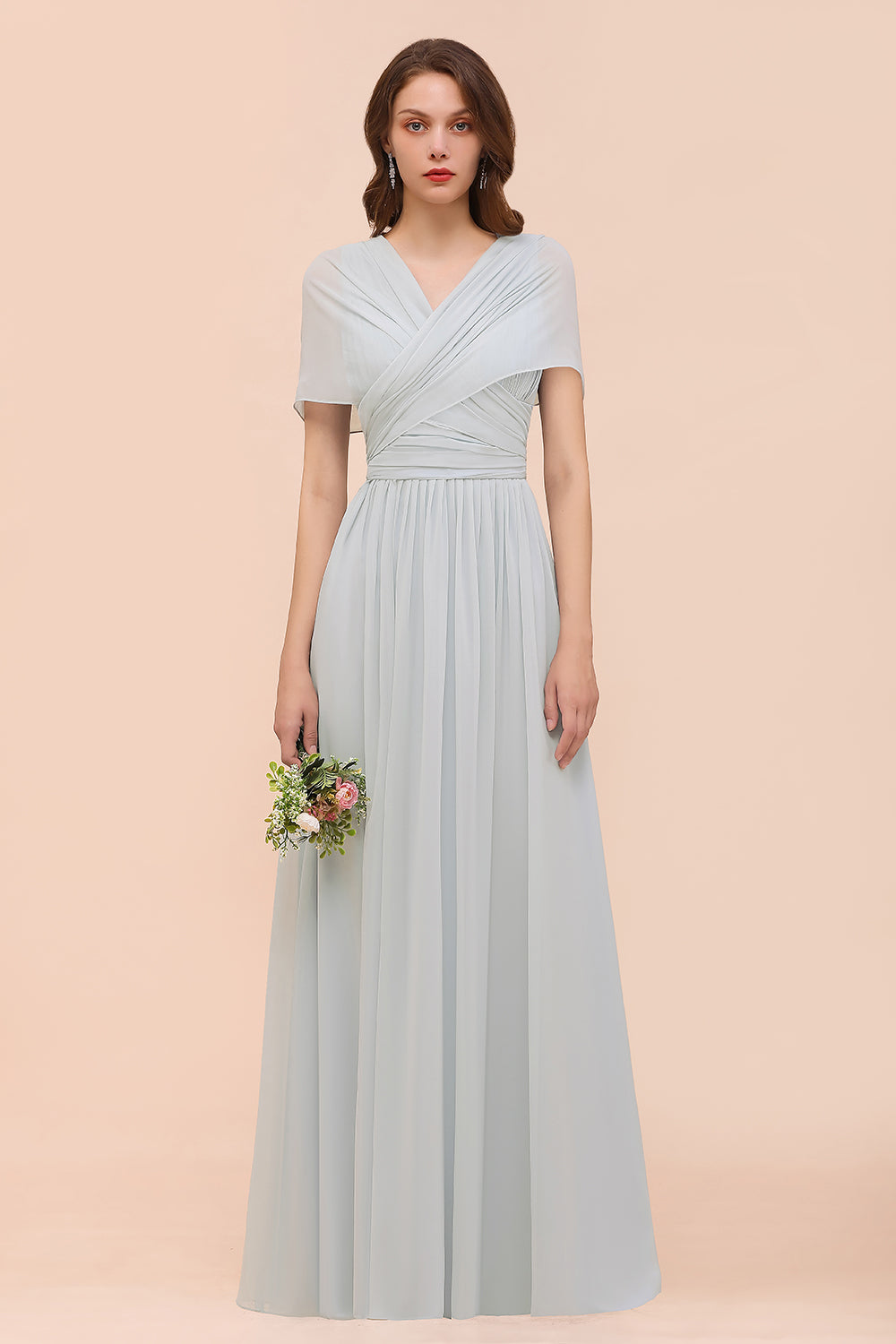 Long A-Line Chiffon Wedding Guest Dress Infinity Bridesmaid Dress