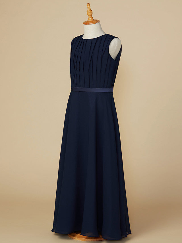 blue dress for baby girl Elegant Cold Shoulder Chiffon Maxi Dress for Girls Junior Bridesmaid
