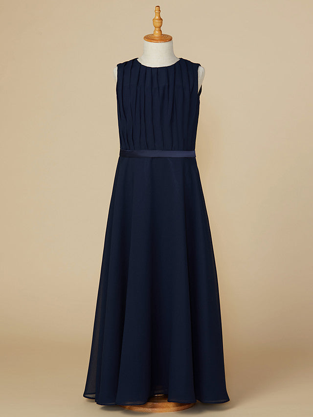 Long A-Line Jewel Neck Chiffon Junior Bridesmaid Dress Long A-Line Jewel Neck Chiffon Junior Bridesmaid Dress