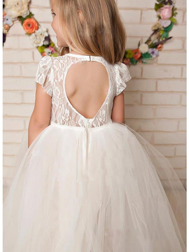 Natilene Girls Floral Embroidered Tie-Up Detail Gathered A-Line Dress main image 1