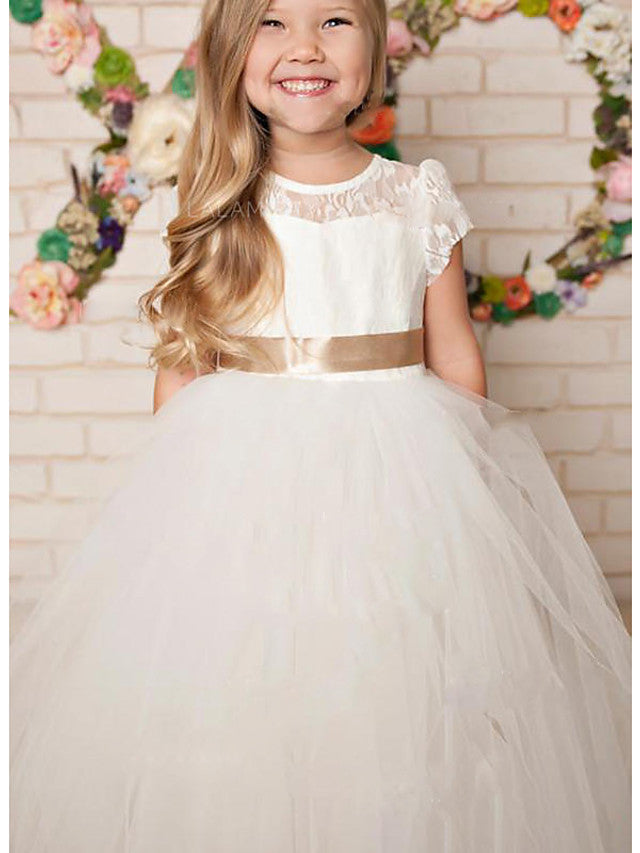 Round Neck Silver Sequin Tulle Pretty Little Girl Dresses For Wedding Party, Flower Girl Dresses, FG003