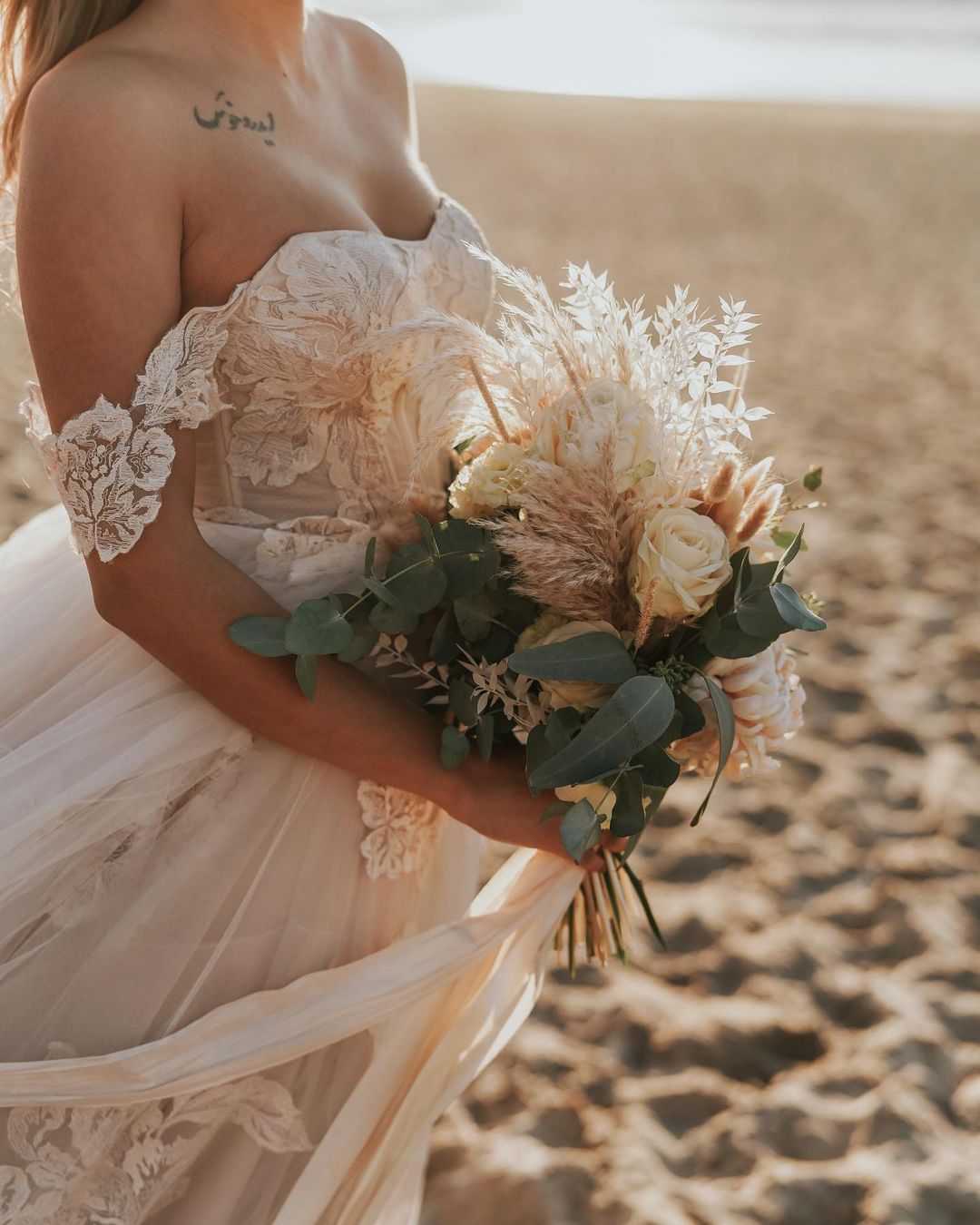 A Line Wedding Dress Off The Shoulder Appliques Tulle Bridal Gown main image 0