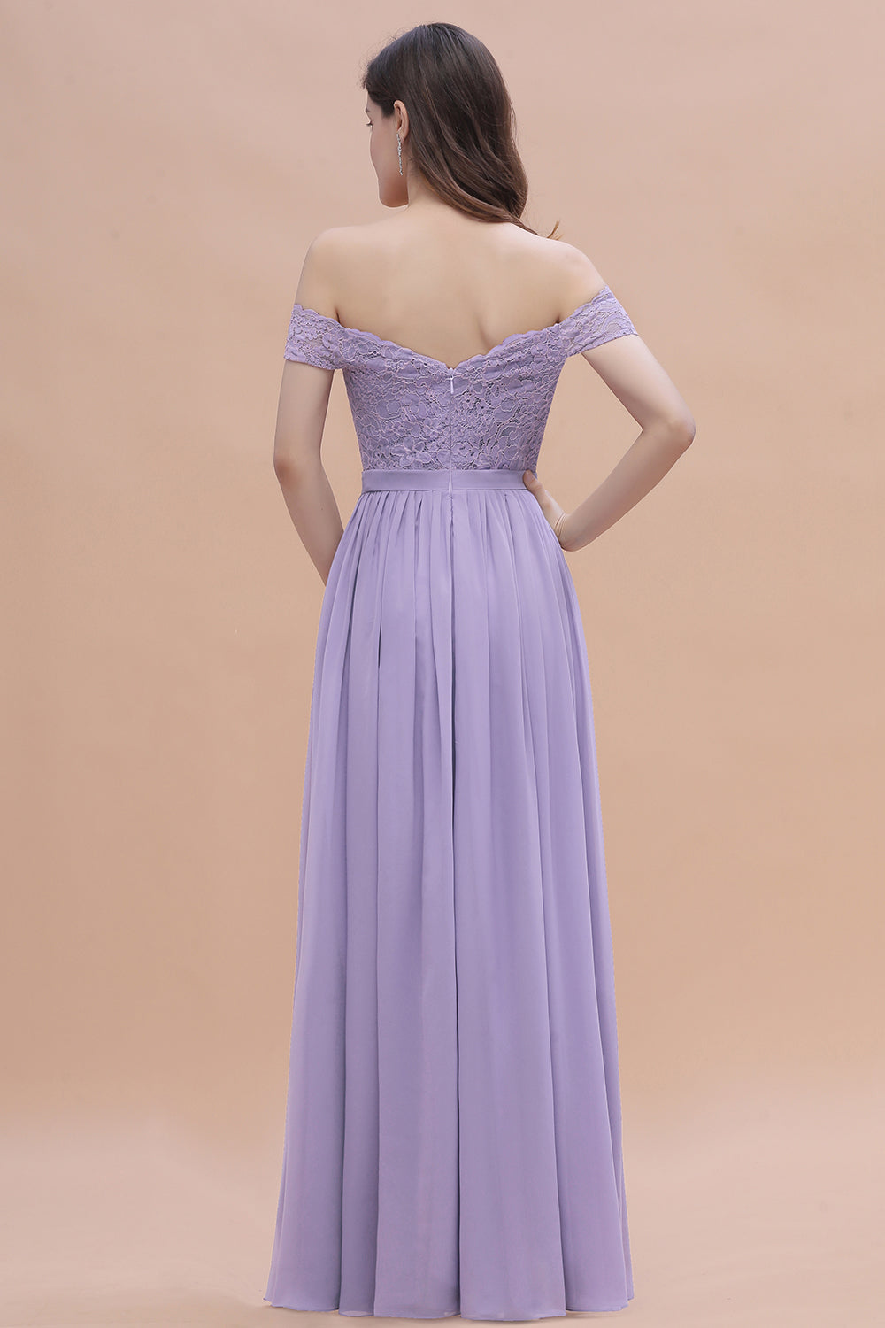 Long A-Line Off-the-Shoulder Chiffon Front Slit Bridesmaid Dress With BIZTUNNEL Long A-Line Off-the-Shoulder Chiffon Front Slit Bridesmaid Dress With BIZTUNNEL