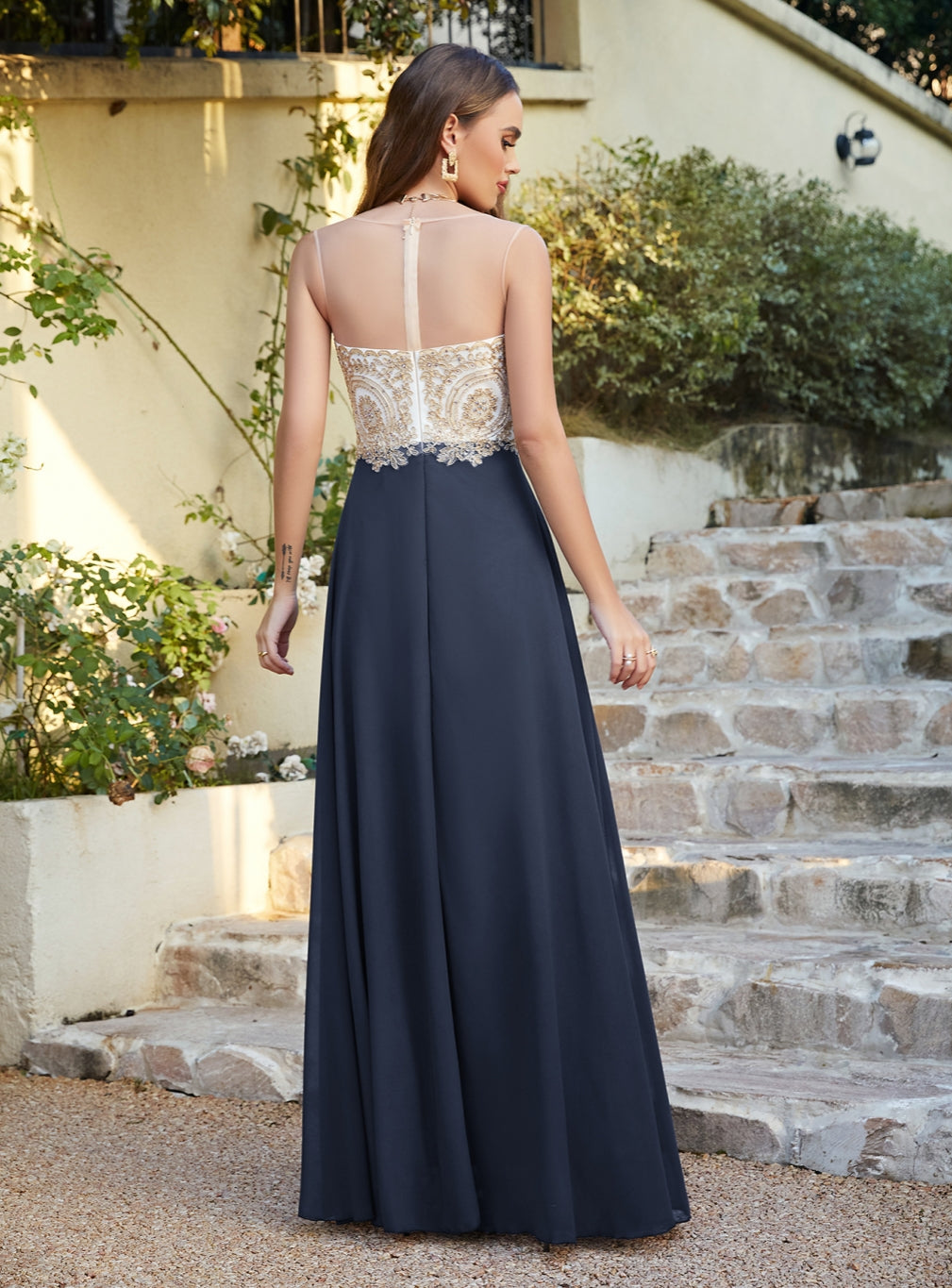 green emerald velvet dress Long A-line Scoop Chiffon Appliques Floor-Length Bridesmaid Dresses –  BIZTUNNEL