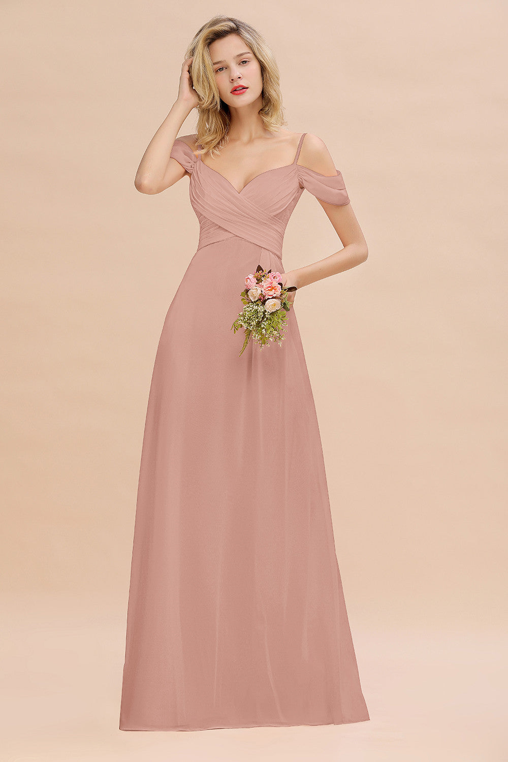 Long A-line Spaghetti Straps Sweetheart Ruffles Bridesmaid Dress with – BIZTUNNEL