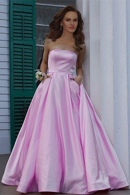 brown maxi dress petite Burgundy A-line V Neck Satin Prom Dress With Pocket,WP048 – winkbridal