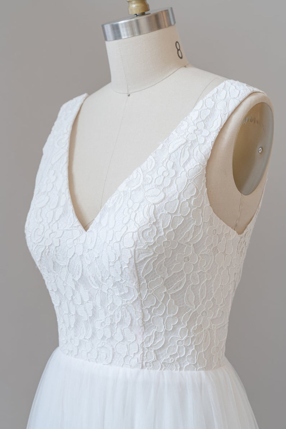A-line Chiffon Open Back Dress With V-Neck Mist