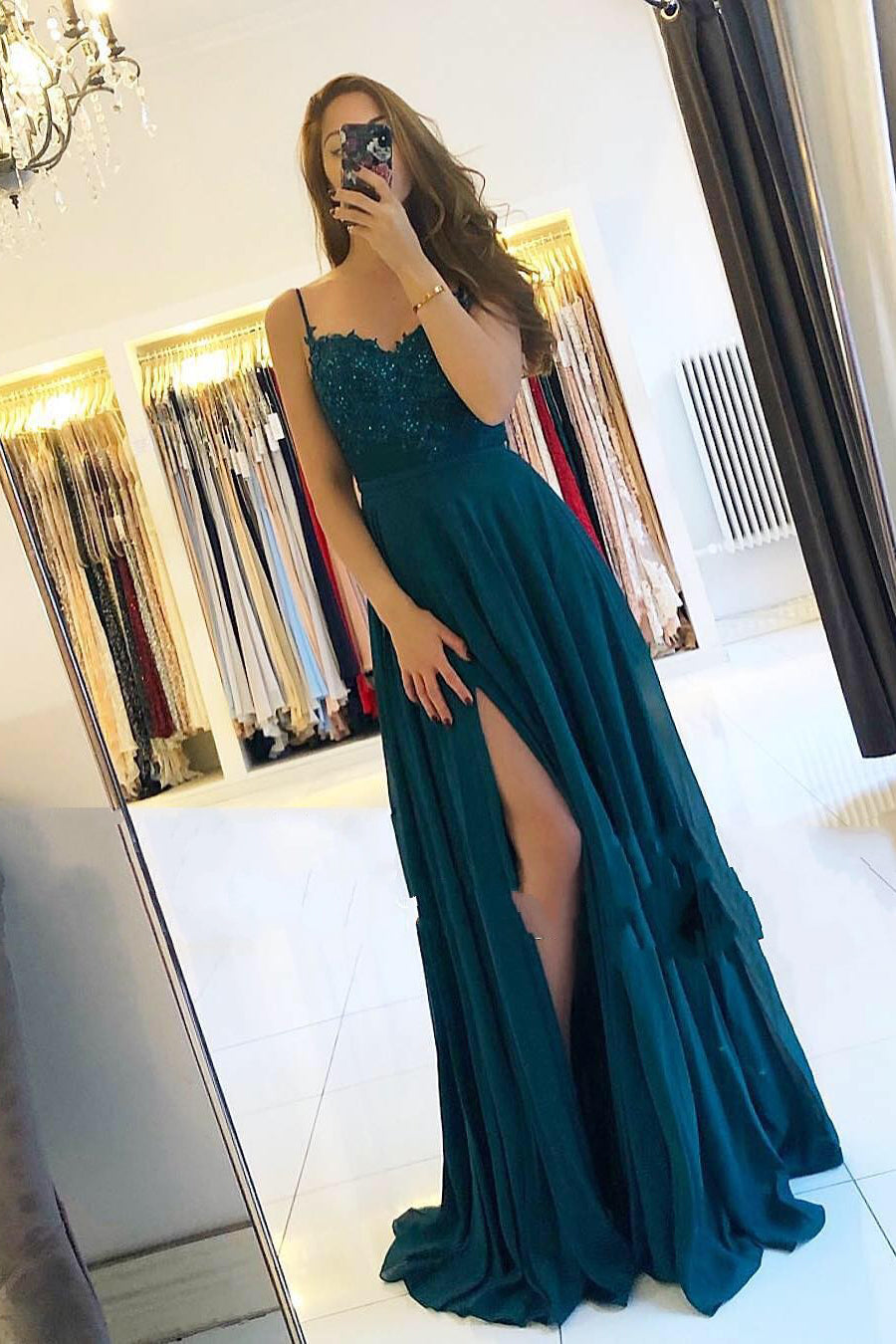 Long A-Line Sweetheart Chiffon Prom Dress With Slit BIZTUNNEL Long A-Line Sweetheart Chiffon Prom Dress With Slit BIZTUNNEL