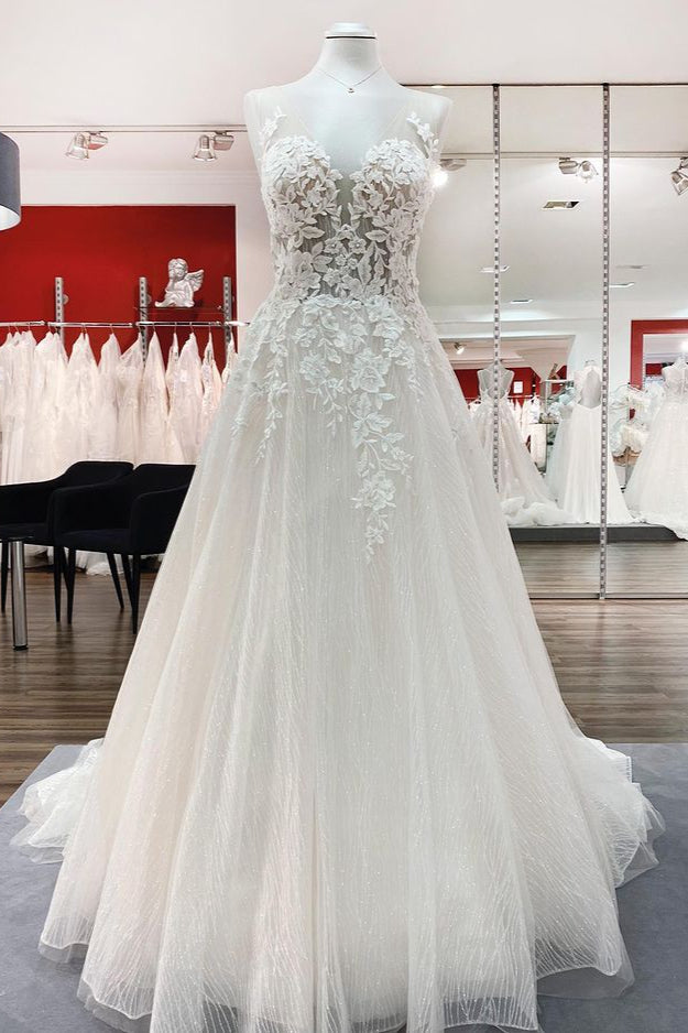 chinese dress ladies Zapaka Women A Line Bridal Dress Sweetheart Long Corset Wedding Dress with Appliques, Ivory / US16W main image 0