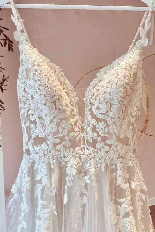 Sweetheart Tulle Wedding Dress Long Sleeves with Lace Appliques Elegant Bridal Gown main image 1