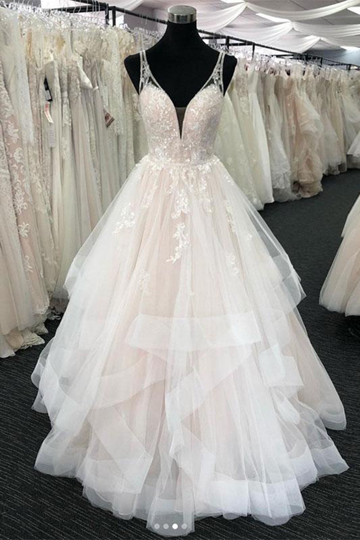 navy blue dress for baby girl Dreamy Tiered Ballgown Wedding Dress