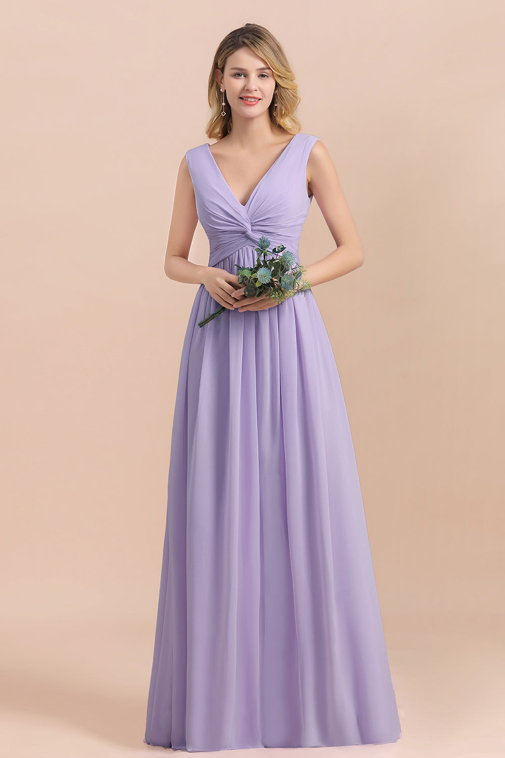 Long A-Line V-neck Evening Dress Wide Straps Chiffon Lilac Bridesmaid Dress Long A-Line V-neck Evening Dress Wide Straps Chiffon Lilac Bridesmaid Dress