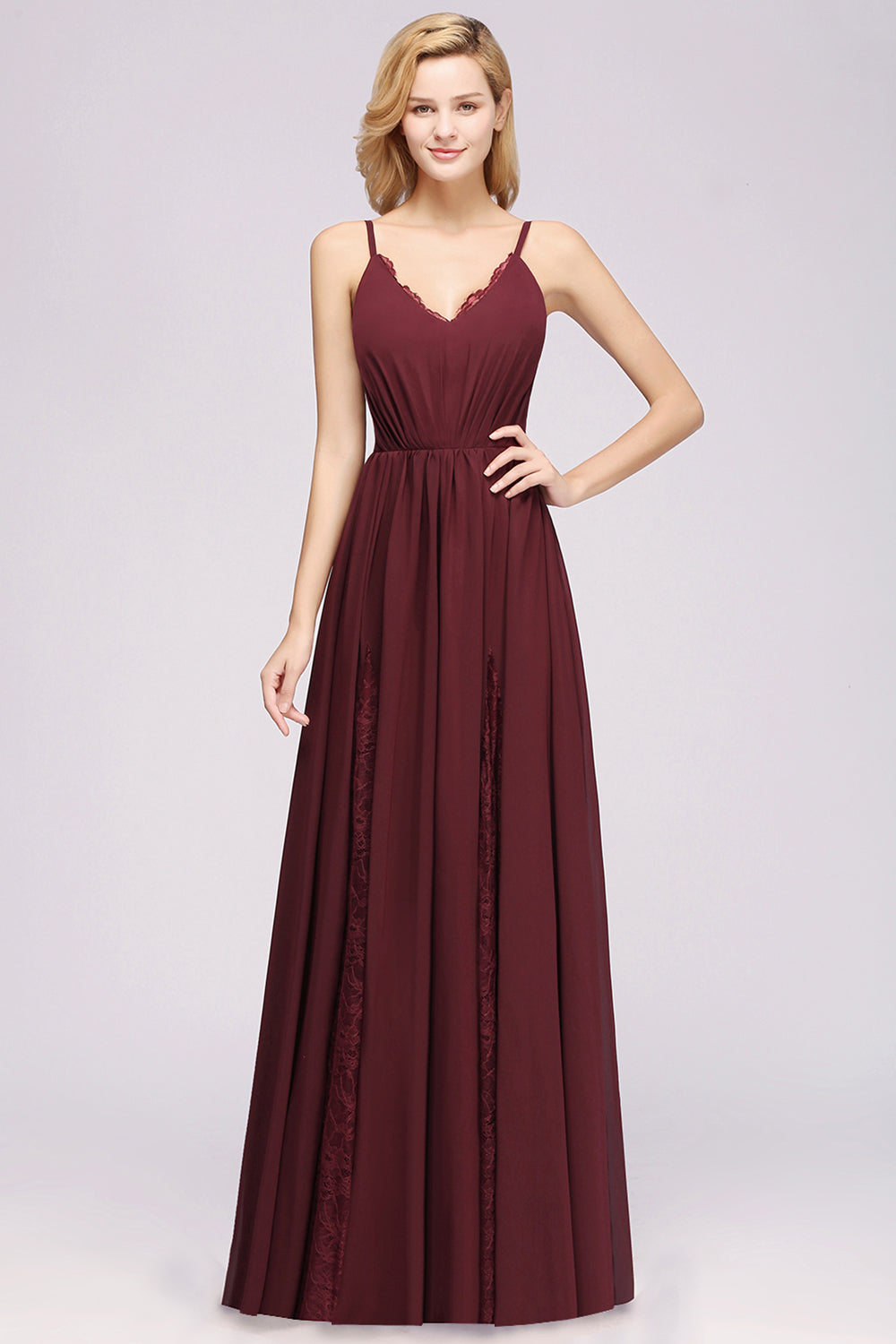 Long A-Line V-Neck Spaghetti Straps Chiffon Bridesmaid Dress Long A-Line V-Neck Spaghetti Straps Chiffon Bridesmaid Dress