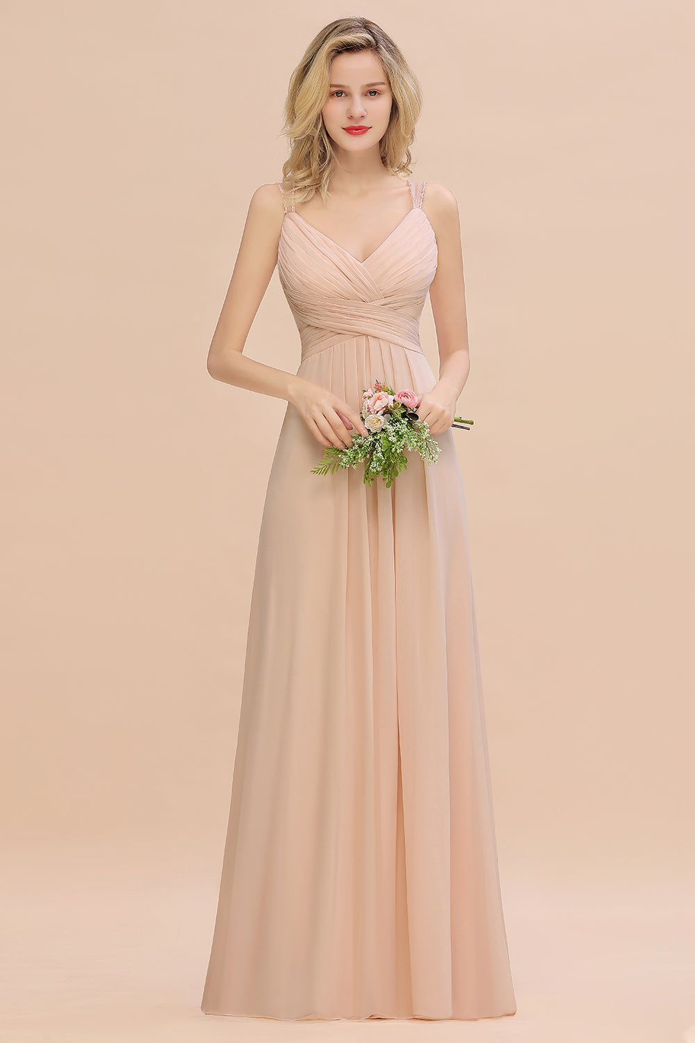 Long A-Line V-neck Spaghetti Straps Chiffon Bridesmaid Dresses Long A-Line V-neck Spaghetti Straps Chiffon Bridesmaid Dresses