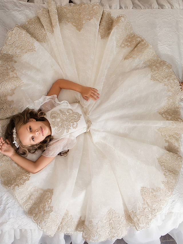 Flower Girl Long Dress for Wedding Party Birthday Formal Pageant or Concert