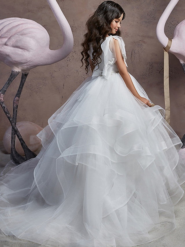 Newest Round Neck Lace Open-back Ball Gown, Flower Girl Dresses , FG0105