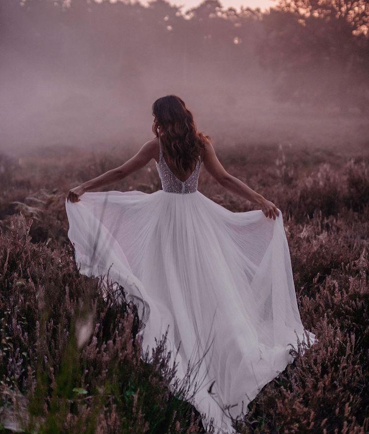 Long Boho A-line V-neck Chiffon Tulle Glitter Open Back Wedding Dress Long Boho A-line V-neck Chiffon Tulle Glitter Open Back Wedding Dress