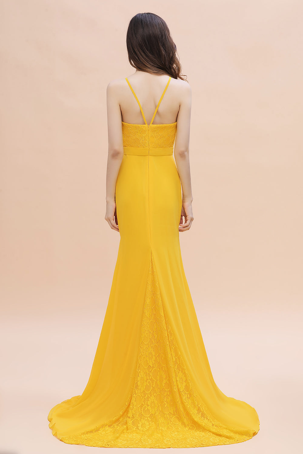 Long Mermaid Backless Bridesmaid Dress Chic Yellow Wedding Guest Dress Long Mermaid Backless Bridesmaid Dress Chic Yellow Wedding Guest Dress