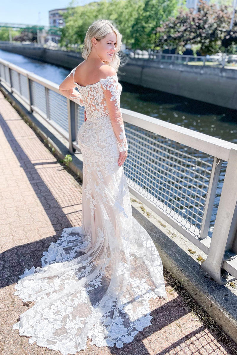 Chic Mermaid Sweetheart Long Wedding Dresses with Appliques main image 0