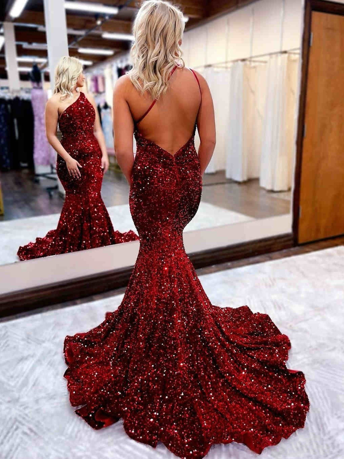 Burgundy Red Long Open Back Prom Dress Mermaid Burgundy Halter V-Neck Sleeveless Backless Prom Dresses Burgundy Red Long Open Back Prom Dress Mermaid Burgundy Halter V-Neck Sleeveless Backless Prom Dresses