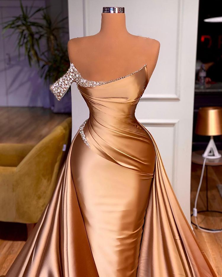 Long Off-The-Shoulder Overskirt Mermaid Prom Dress with Ruffle