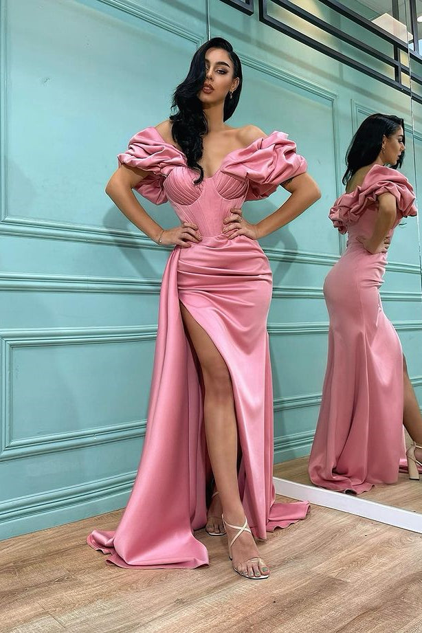 open lace back dress Strapless Long Pink Sequin Prom Dress with Corset– PromGirl main image 1