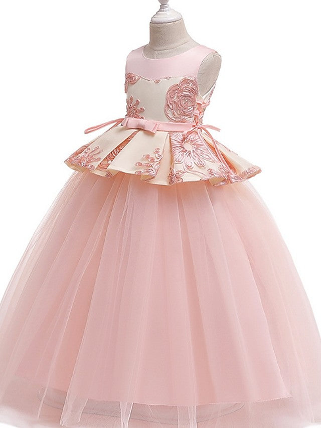 white christmas dresses Long Princess Round Cotton Tulle Flower Girl Dresses