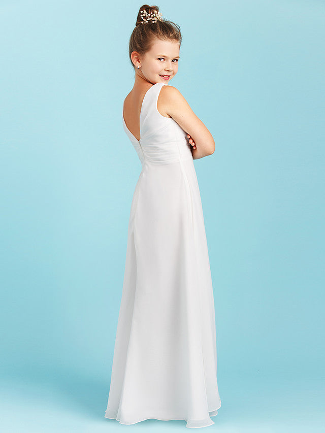 Long Sheath Jewel Neck Flower Girl Dresses Open Back Chiffon Junior Bridesmaid Dress Long Sheath Jewel Neck Flower Girl Dresses Open Back Chiffon Junior Bridesmaid Dress