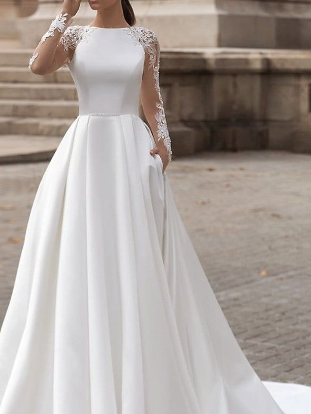 long sleeve jewel neck dress Jewel Neck Long Sleeves Long Mermaid Formal Dress With Pleated