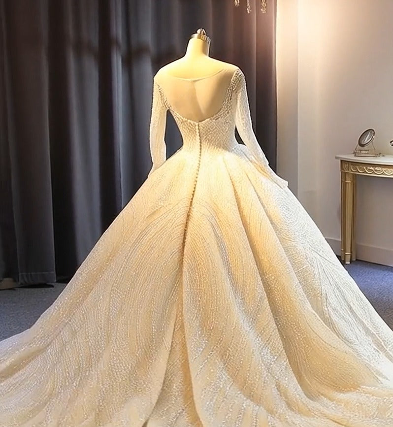Luxury Long Ball Gown Sweetheart Lace Wedding Dresses with Sleeves Luxury Long Ball Gown Sweetheart Lace Wedding Dresses with Sleeves
