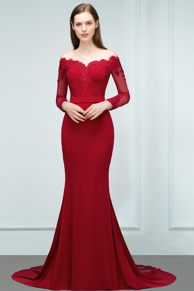 Satin Mermaid V Neck Long Bridesmaid Dresses main image 1