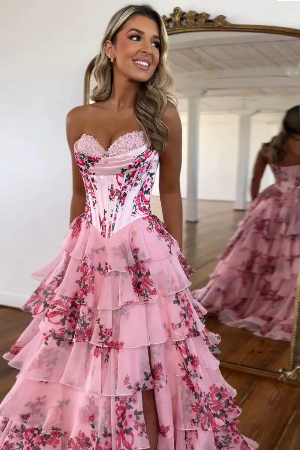 pink corset formal dress Pink Corset Prom Dress