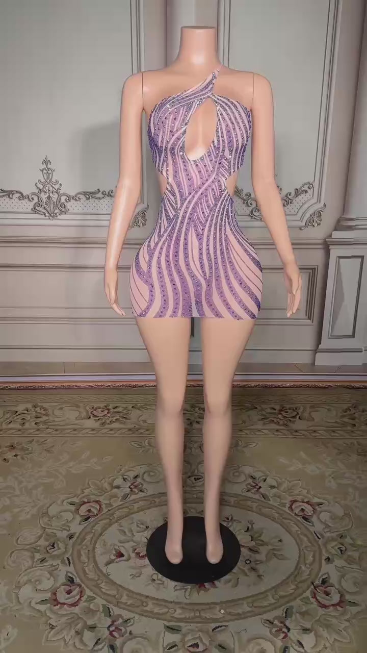 mini sexy dress diamond Sexy One-Shoulder Mini Tulle Homecoming Dress with Diamonds – BIZTUNNEL