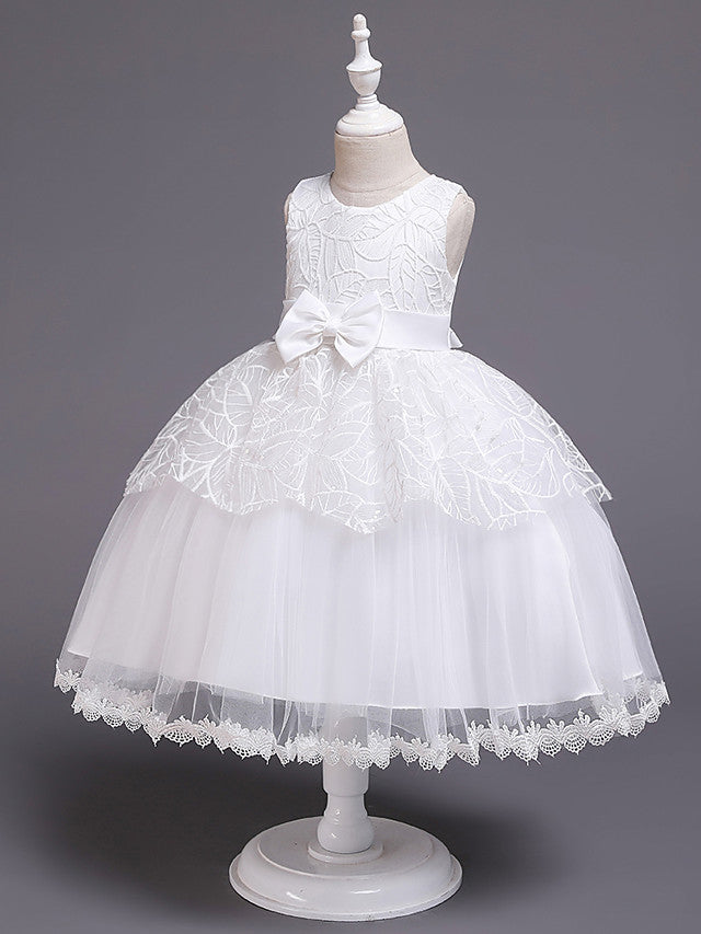 Princess Satin Tulle Sleeveless Jewel Neck Wedding First Communion Bir –  BIZTUNNEL
