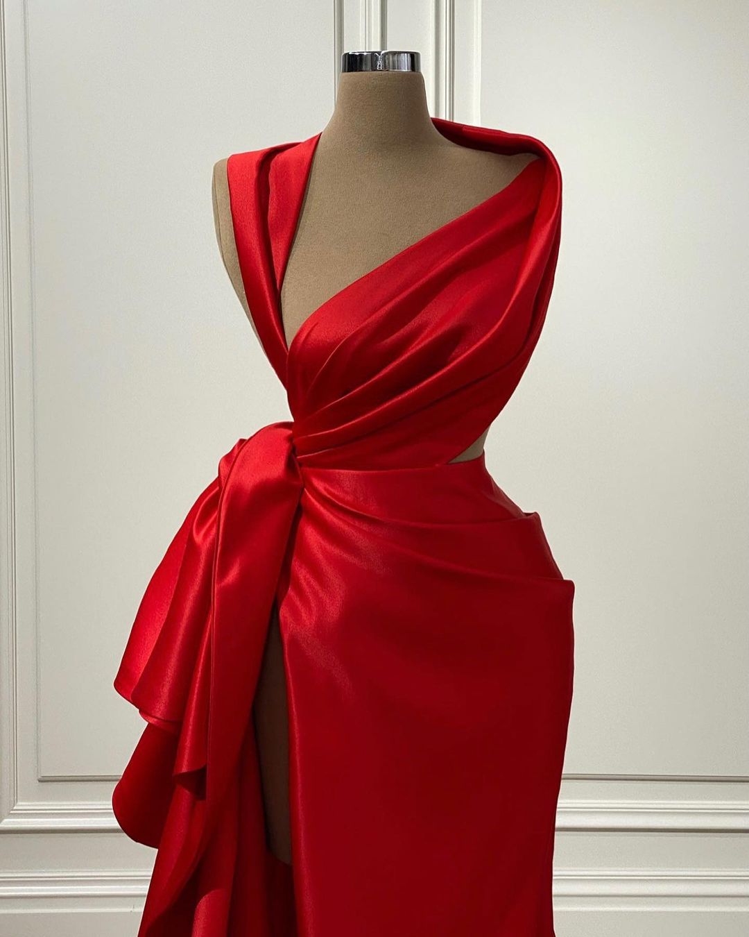 crimson prom dresses Seductive Beaded Crimson Red Tulle Slit Prom Dress