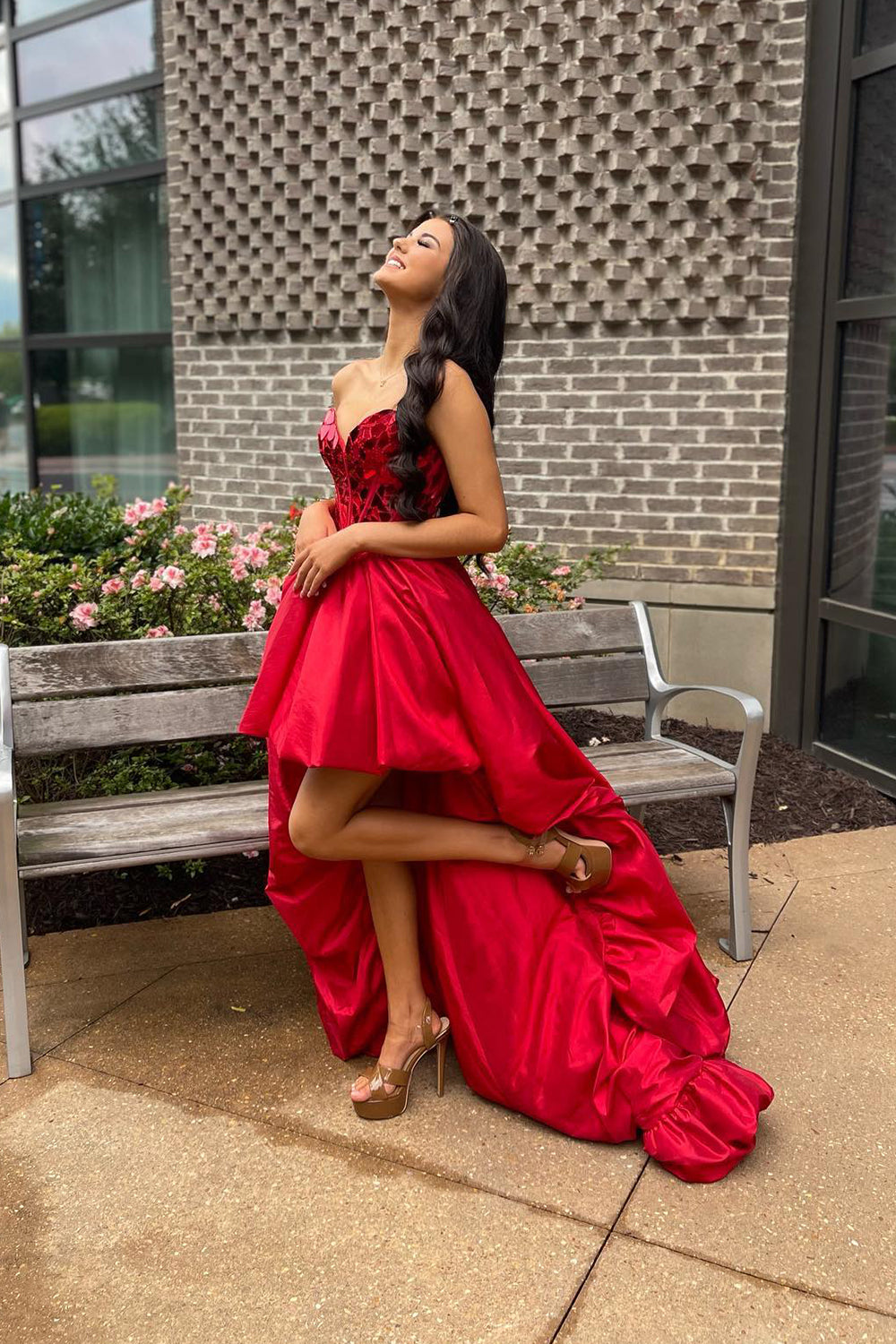 red corset homecoming dresses Mirror Strapless High Low Dress – BIZTUNNEL Xscape | Dresses | LowStock:43318939779123 an embodiment of style WIDTH:X-Wide
