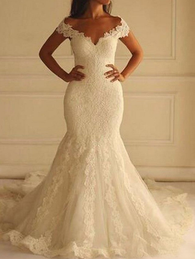 slim fit dress slacks Sexy Long Mermaid Off The Shoulder Lace Wedding Dresses