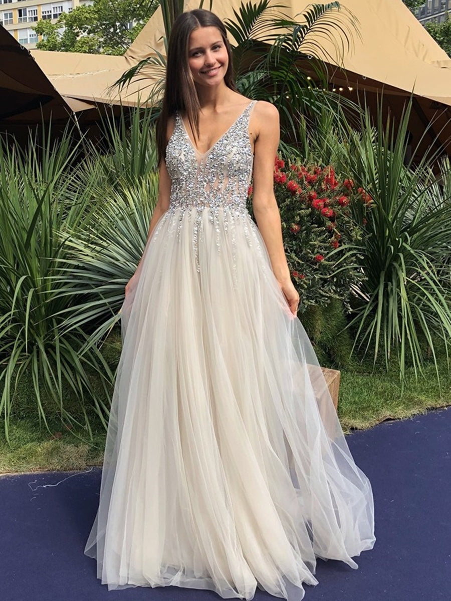 Shiny A Line V Neck Backless Sequins Long Prom Dresses Sparkly Formal Graduation Evening Gowns Shiny A Line V Neck Backless Sequins Long Prom Dresses Sparkly Formal Graduation Evening Gowns