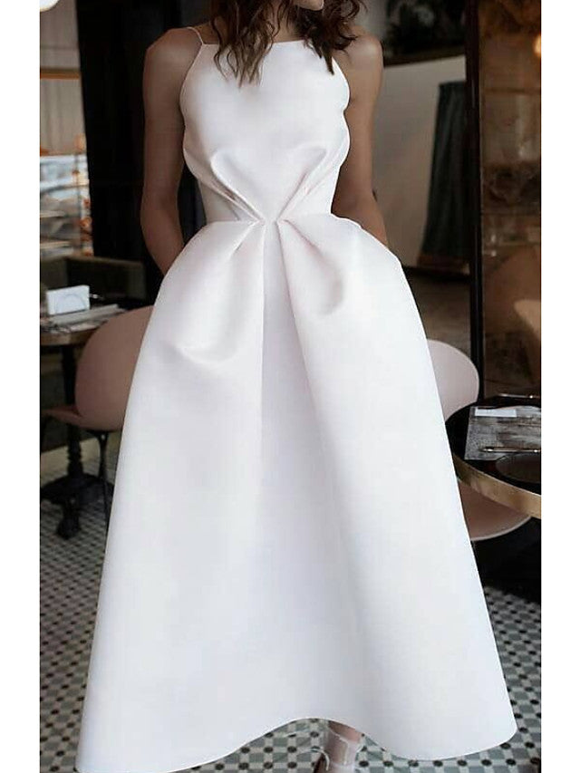 Short A-line Jewel Neck Satin Spaghetti Strap Formal Dresses with Pock BIZTUNNEL Short A-line Jewel Neck Satin Spaghetti Strap Formal Dresses with Pock BIZTUNNEL