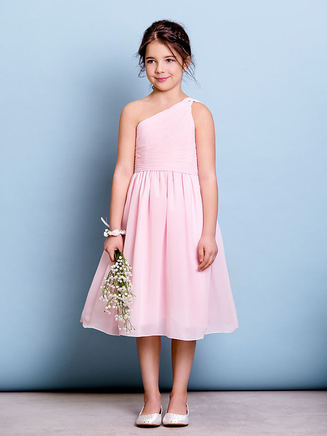 Short A-Line One Shoulder Flower Girl Dresses Chiffon Junior Bridesmaid Dress Short A-Line One Shoulder Flower Girl Dresses Chiffon Junior Bridesmaid Dress