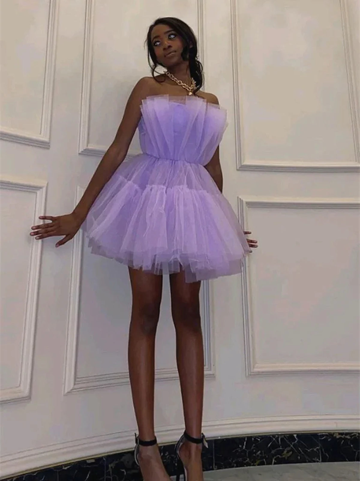 Short A-line Princess Strapless Tulle Prom Homecoming Dresses Short A-line Princess Strapless Tulle Prom Homecoming Dresses