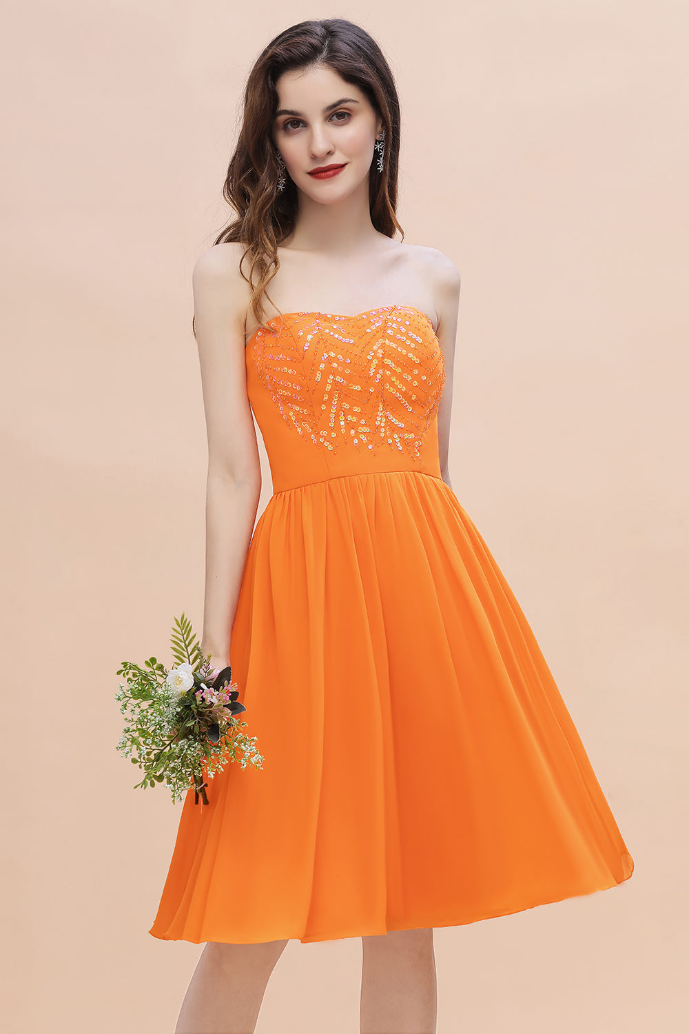 short orange chiffon dress Women's Petite Burnt Orange Ruched Sheer Chiffon Mini Dress
