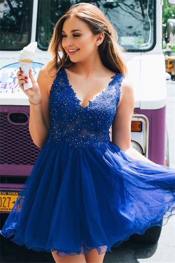 short backless homecoming dresses Dark Green Satin Spaghetti Strap Halter Open Back Homecoming Dresses,H –  AlineBridal main image 1