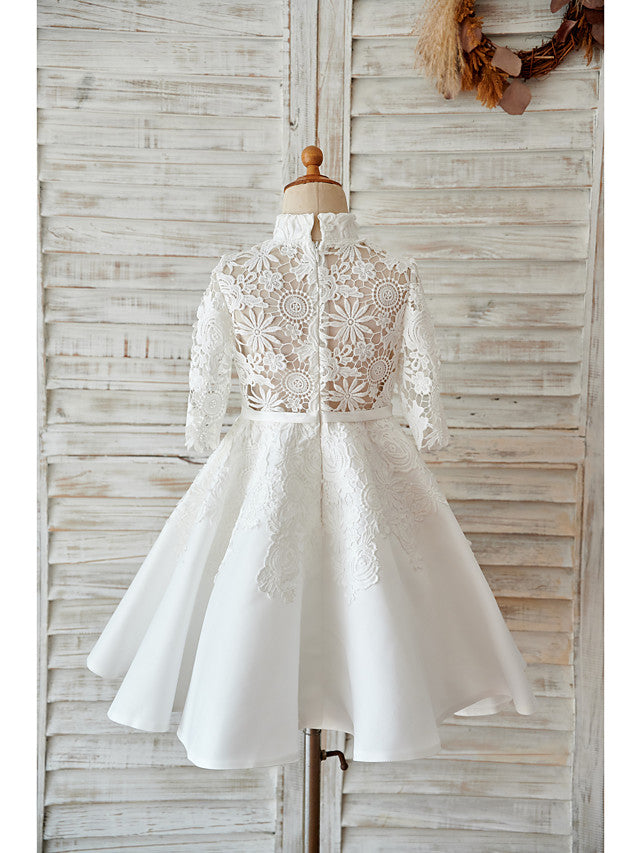 Short Ball Gown Lace Tulle High Neck Wedding Birthday Flower Girl Dres BIZTUNNEL Short Ball Gown Lace Tulle High Neck Wedding Birthday Flower Girl Dres BIZTUNNEL
