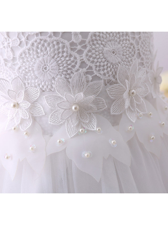Short Princess Chiffon Flower Girl Dresses Tulle Jewel Neck Wedding Bi –  BIZTUNNEL