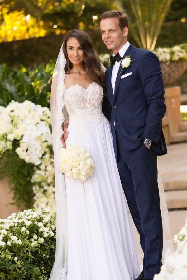 Simple Long A-Line Sweetheart Chiffon Appliques Lace Wedding Dress Simple Long A-Line Sweetheart Chiffon Appliques Lace Wedding Dress