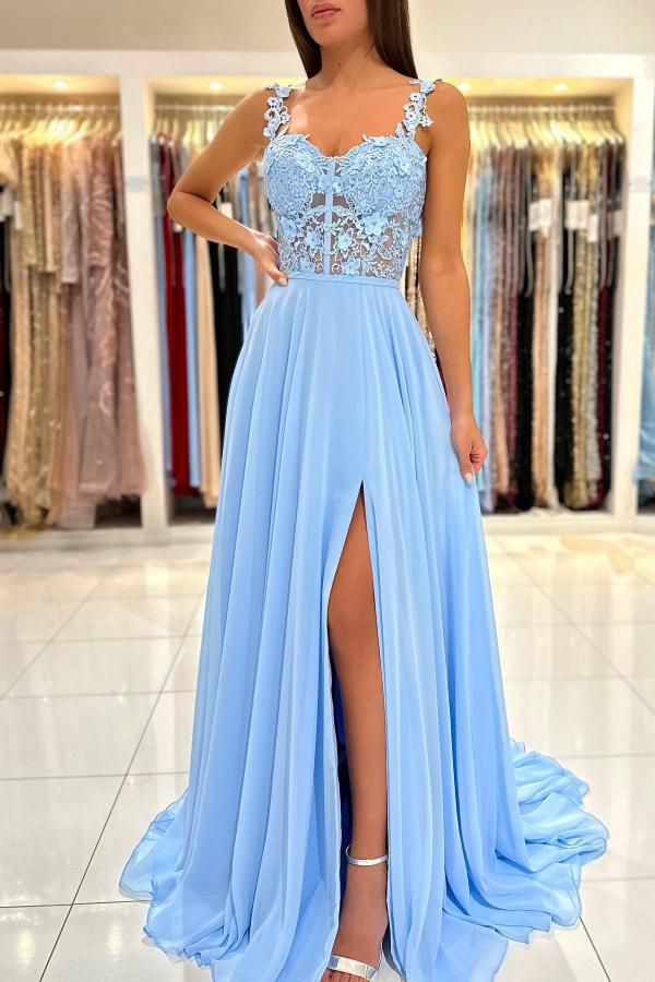 sachin and babi light blue dress Chiffon Simple Maxi Wedding Dress with Full Skirt EN5715 Size 26W / White