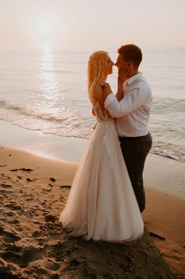 strapless open back dress Simple Long A-Line V-Neck Open Back Tulle Lace Wedding Dress
